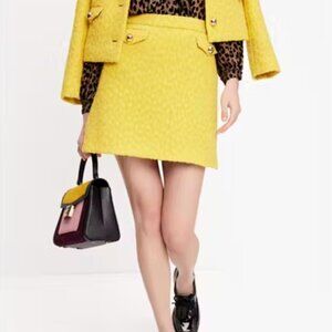 NWT Kate Spade Tonal Leopard Textured Jacquard Wool-Blend A-Line Skirt XL $268